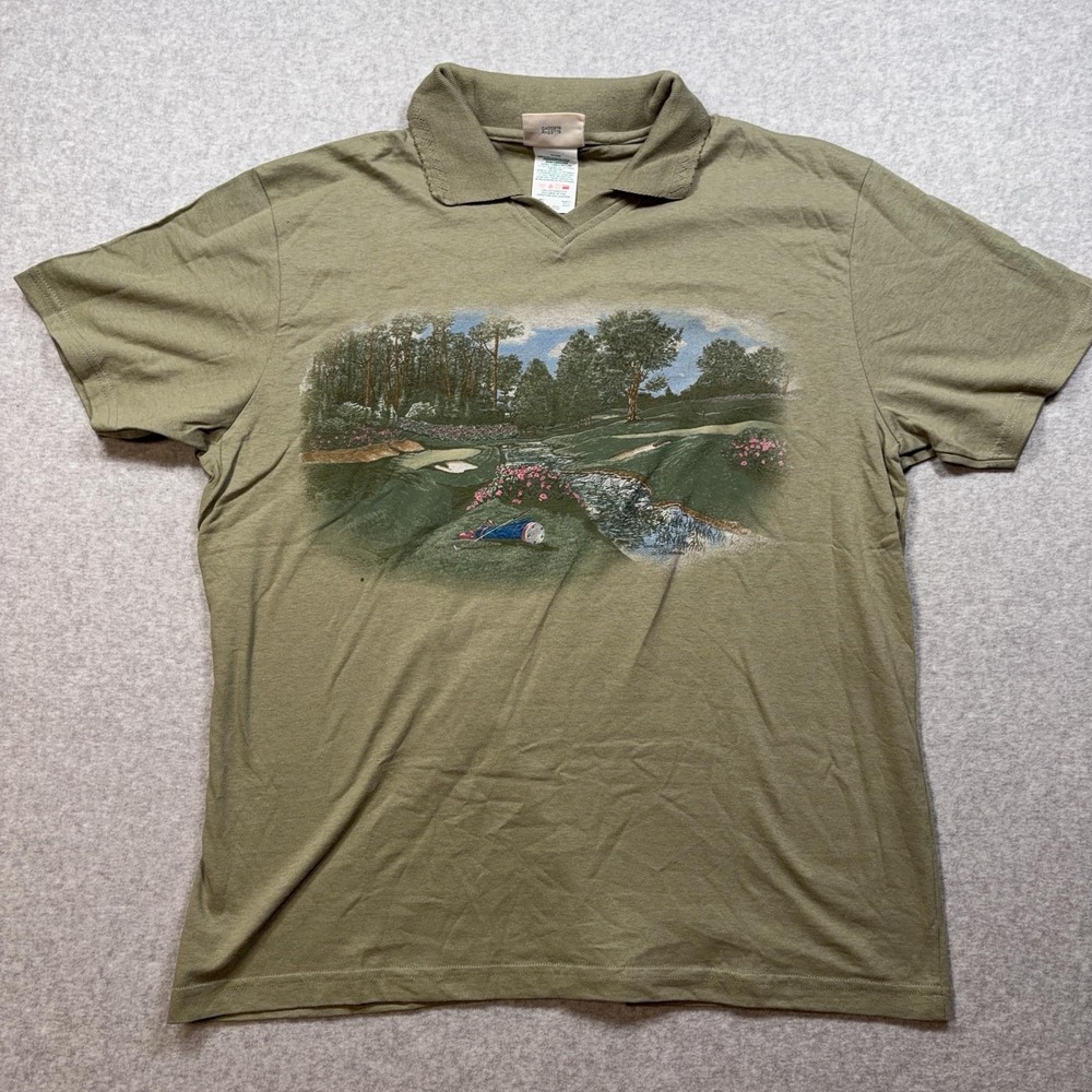 Northern Reflections Polo Shirt Mens XL Green Golf Graphic Short Sleeve VTG